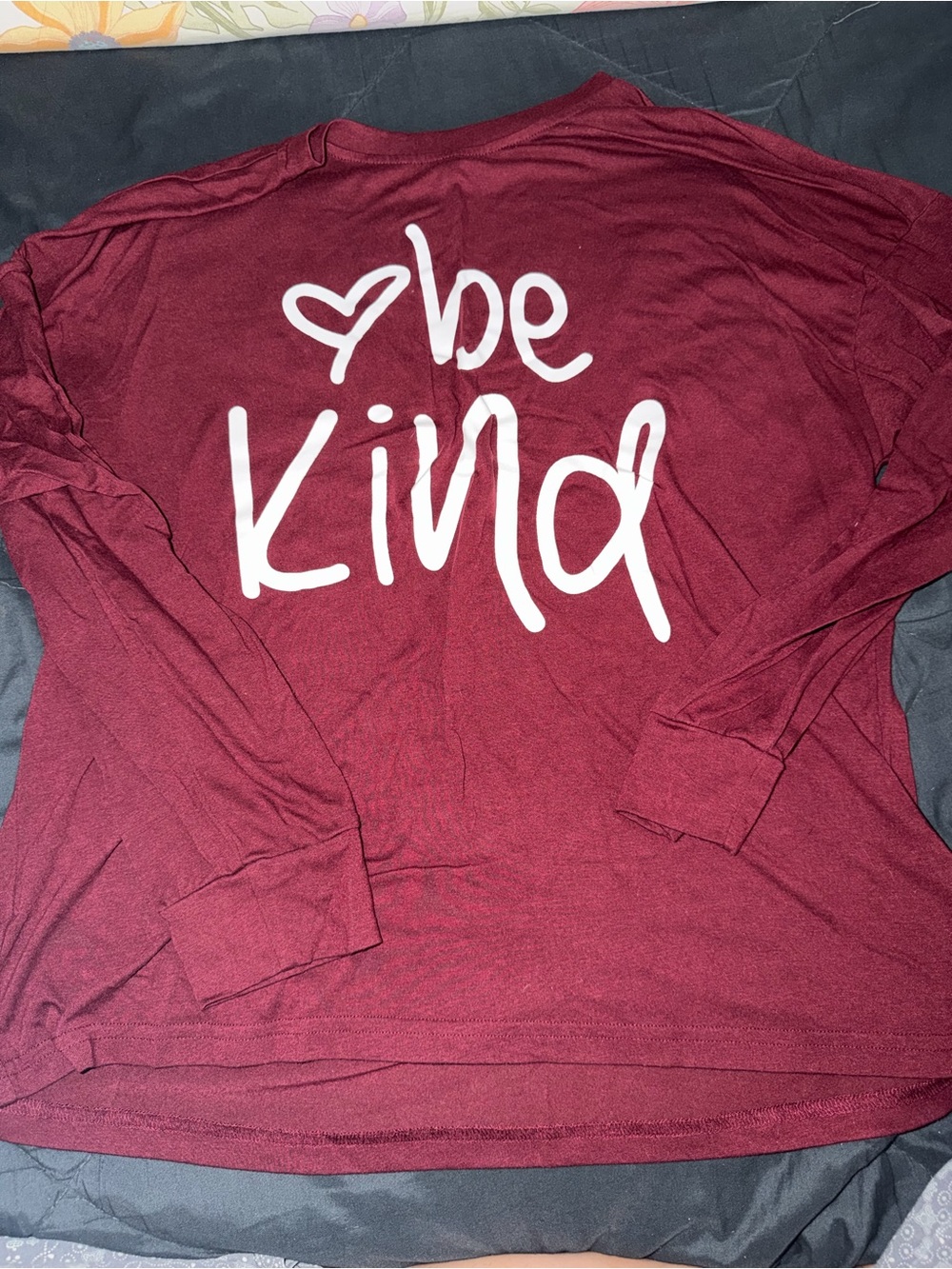 Be Kind Graphic Long Sleeve Tee in Burgundy
